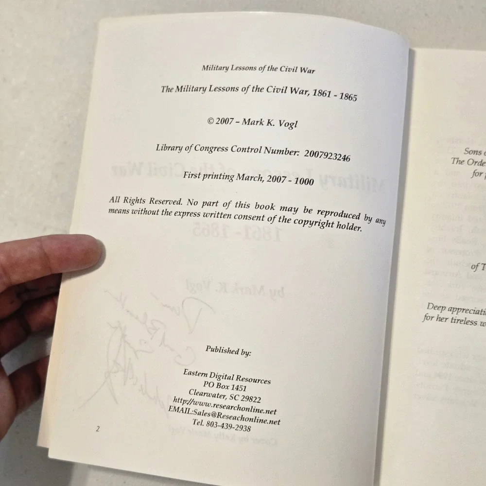 History Tactics Signed Mark Vogl Book Military‎ Lessons Of The Civil War PPB USA
